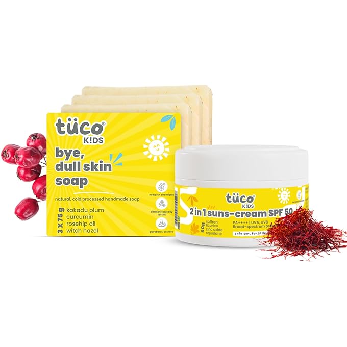 Tuco Kids Handmade Soap (75gx3) & Face Wash (100ml), Everyday Use for Ages 3+ Kids, Paraben & Sulphate Free - (Combo Pack of 4) - Image 1